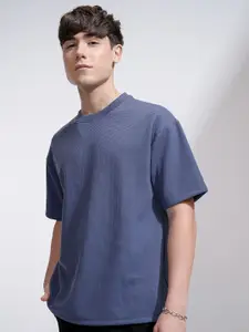 HIGHLANDER Men Self Design Round Neck Relaxed Fit T-shirt