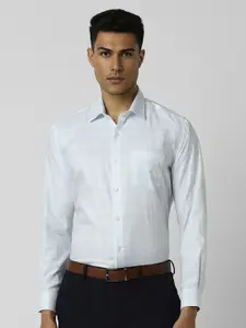 Van Heusen Men Spread Collar Windowpane Checked Cotton Slim Fit Formal Shirt