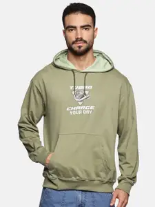 Roadster Cotton Typography Printed Relaxed Fit Hooded Casual Sweatshirts