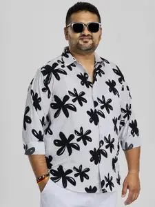 Snitch Plus Size Men Classic Floral Opaque Printed Casual Shirt