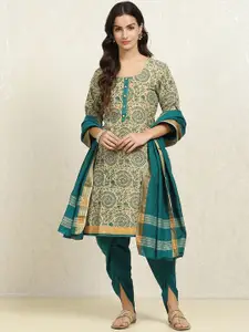 Biba Ethnic Motifs Printed Pure Cotton Unstitched Dress Material