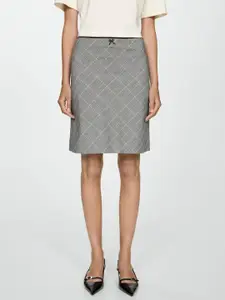MANGO Checked A-Line Skirt