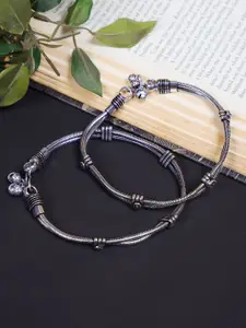 FIROZA Set Of 2 Oxidised Anklets