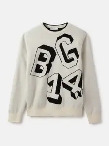Blue Giraffe Boys Alphanumeric Printed Pullover