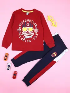 V-Mart Boys Printed Round Neck Sweatshirt With Trouser