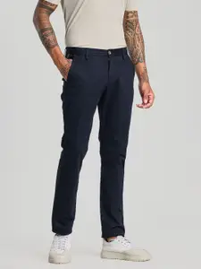 Snitch Men Smart Slim Fit Mid-Rise Chinos Trousers