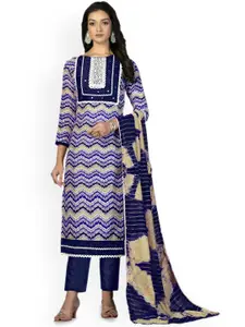Maroosh Geometric Printed Mirror Work Unstitched Dress Material