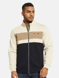 Octave Men Colourblocked Front-Open Sweatshirt