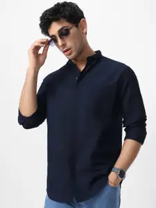 Urbano Fashion Men Club Collar Solid Cotton Casual Shirt
