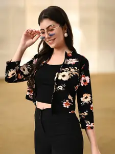 BAESD Floral Printed Open Front Crop Shrug