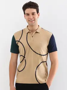 Allen Solly Men Colourblocked Polo Collar Cotton T-shirt