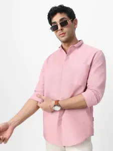 Urbano Fashion Men Slim Collar Solid Cotton Casual Shirt