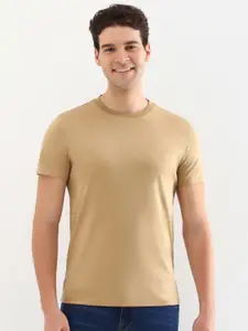 Allen Solly Men Solid Round Neck Cotton Slim Fit T-shirt