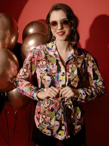 BAESD Women Standard Spread Collar Graphic Printed Casual Shirt