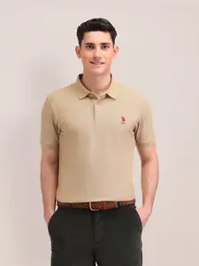 U.S. Polo Assn. Men Solid Polo Collar Cotton Slim Fit T-shirt