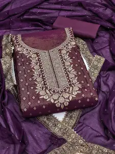 Peachmode Floral Woven Design Stones Woven Shimmer Jacquard Unstitched Dress Material