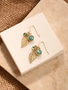Accessorize Leaf Shaped Crystals Drop Earrings