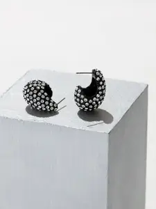 Accessorize Crystals Studded Geometric Half Hoop Earrings