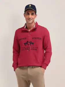 U.S. Polo Assn. Men Brand Logo Printed Shirt Collar Sweatshirt