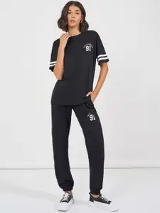 Styli Women Oversized Dropped Shoulder T-Shirt & Jogger Co-Ords