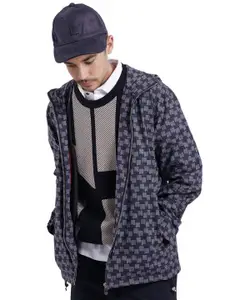 RARE RABBIT Men Hooded Abstract Printed Casual Tailored Jacket