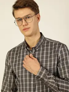 Thomas Scott Men Smart Button-Down Collar Tartan Checked Cotton Formal Shirt