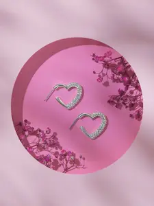 Accessorize Crystals Studded Heart Shaped Hoop Earrings