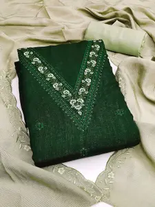 Peachmode Floral Embroidered Sequinned Vichitra Silk Unstitched Dress Material