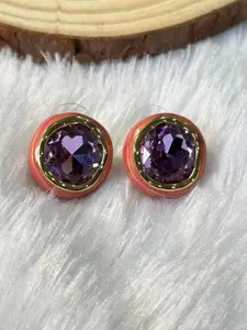 The Jewellery Tale Gold-Plated Stone Studded Circular Studs