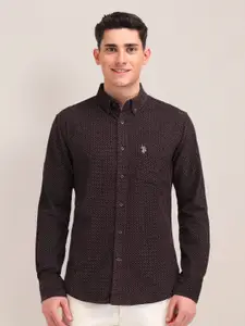 U.S. Polo Assn. Men Classic Micro Ditsy Printed Cotton Tailored Fit Casual Shirt