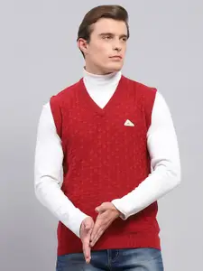 Monte Carlo Men Geometric Self Design Woollen Sweater Vest