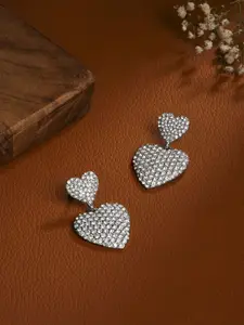 Accessorize Crystals Studded Heart Shaped Drop Earrings