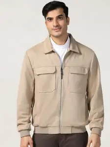 Blackberrys Men Spread Collar Solid Casual Bomber Jacket