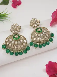 I Jewels Gold Toned Pearls Beaded Contemporary Drop Earrings