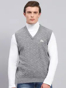 Monte Carlo Men Cable Knit Self Design Woollen Sweater Vest
