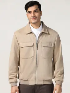 Blackberrys Men Spread Collar Solid Casual Bomber Jacket