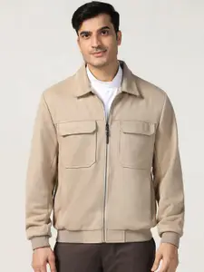 Blackberrys Men Spread Collar Solid Casual Bomber Jacket