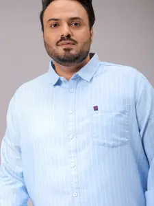 Hardsoda by The Indian Garage Co Men Cutaway Collar Vertical Striped Cotton Casual Shirt