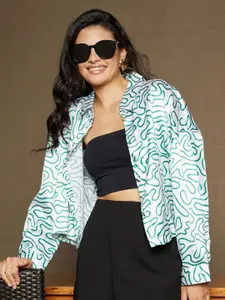 PINACOLADA Women Comfort Spread Collar Abstract Printed Oversized Casual Shirt