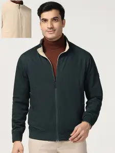 Blackberrys Men Mock Collar Solid Casual Bomber Reversible Jacket