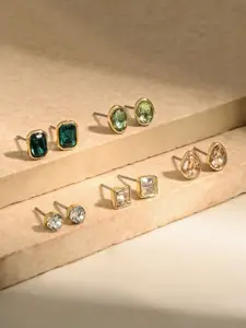 Accessorize Set Of 5 Stone Studded Circular Studs Earrings