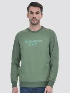 Numero Uno Men Round Neck Brand Logo Printed Cotton Sweatshirt