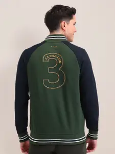 U.S. Polo Assn. Men Colourblocked Long Sleeves Mock Collar Sweatshirts