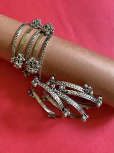 ATIBELLE Set Of 9 Sliver-Plated Textured Bangles