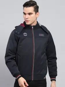 Monte Carlo Men Hooded Solid Casual Bomber Jacket