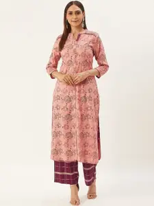 Anouk Women Ethnic Motifs Printed Keyhole Neck Thread Work Liva Kurta