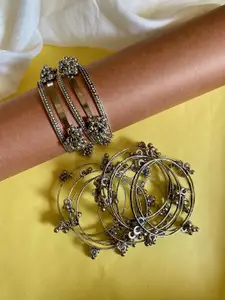 ATIBELLE Set Of 4 Silver-Plated Oxidised Bangles