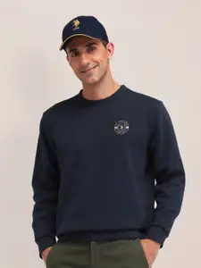 U.S. Polo Assn. Men Brand Logo Printed Round Neck Long Sleeves Sweatshirt