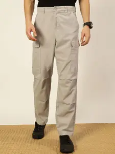 Thomas Scott Men Pure Cotton Classic Straight Fit Easy Wash Cargos Trousers