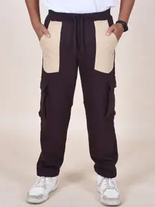 KiddoPanti Boys Colorblocked  Patch Pocket Cargo Track Pants